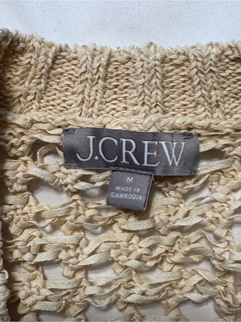 J. Crew Montauk Relaxed Cardigan M Cream Fisherman Beach Coverup Summer Nautical - Picture 5 of 7
